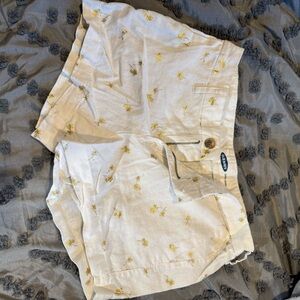 Old Navy Cream Shorts with Yellow Embroidery